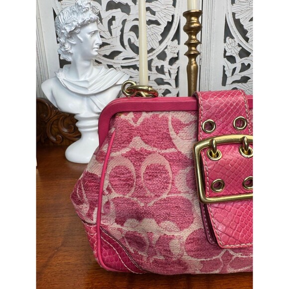 COACH 8F50 Signature Embossed Pink Python Print Satchel RARE, RETIRED, HTF - Picture 5 of 14